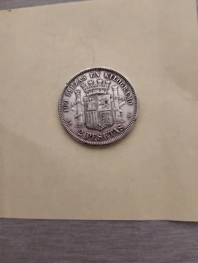 Moneda Plata 2 Pesetas 1870