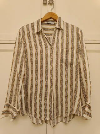 Blusa Zara Rayas Doradas y Beige