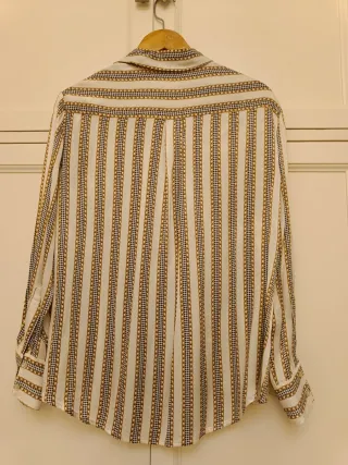 Blusa Zara Rayas Doradas y Beige