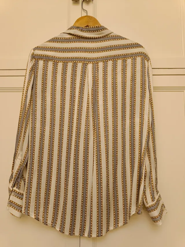 Blusa Zara Rayas Doradas y Beige