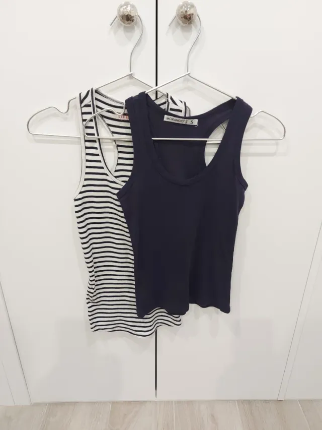 2 Camisetas de tirantes rayas y azul marino