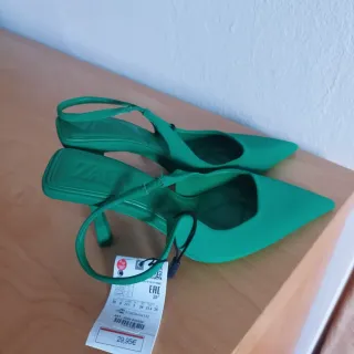 Zapatos Zara Talla 37 Slingback Verdes