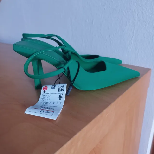 Zapatos Zara Talla 37 Slingback Verdes