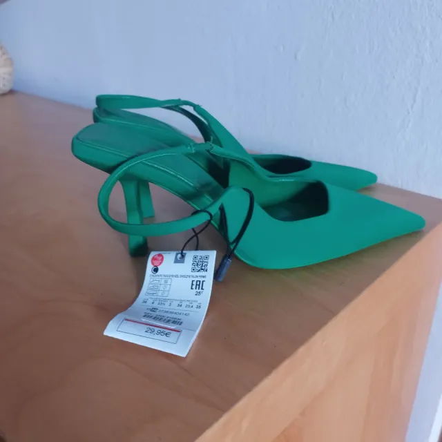 Zapatos Zara Talla 37 Slingback Verdes