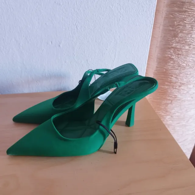 Zapatos Zara Talla 37 Slingback Verdes