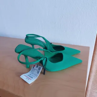 Zapatos Zara Talla 37 Slingback Verdes
