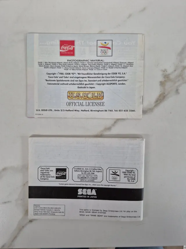 Manuales Olympic Gold Sega Game Gear
