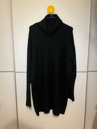 Jersey largo lana cuello alto negro