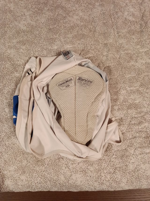 Pinocchietti da ciclismo Santini bianchi