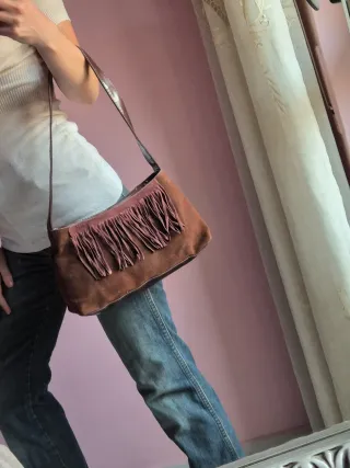 Borsa marrone con frange