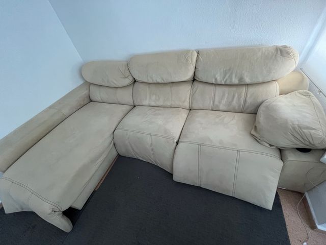 Sofá chaiselongue motorizado 2 plazas-color beig