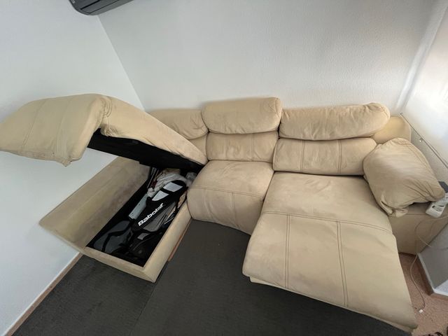 Sofá chaiselongue motorizado 2 plazas-color beig