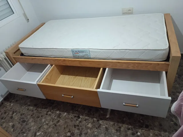 Cama nido con cajones Y estantería a juego