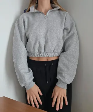 Felpa crop Bershka grigia taglia XS