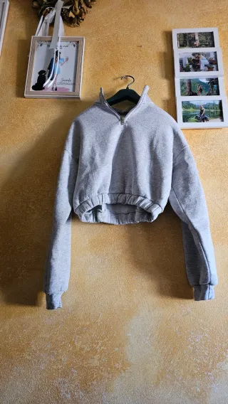 Felpa crop Bershka grigia taglia XS