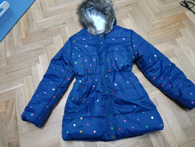 Abrigo niña azul con lunares