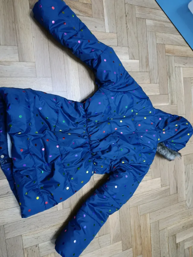 Abrigo niña azul con lunares