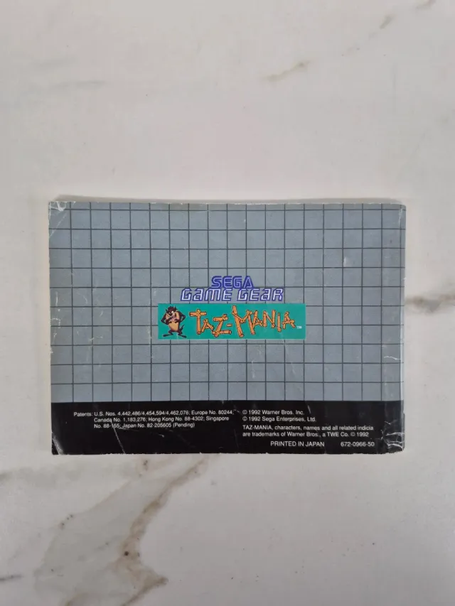 Manual Taz Mania Sega Game Gear