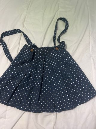 Gonna vintage blu con punti bianchi