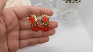 Pendientes Chapado Oro 18k Corales Rojos