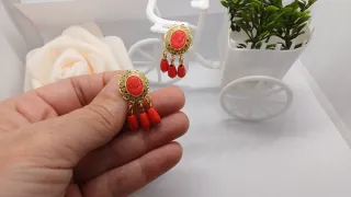 Pendientes Chapado Oro 18k Corales Rojos