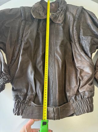 Giubbotto Bomber in Pelle Vintage Marrone Taglia 40 Donna