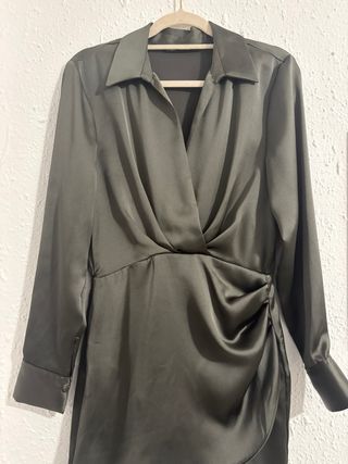 Vestido Zara Talla S Verde Oliva