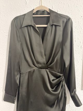Vestido Zara Talla S Verde Oliva