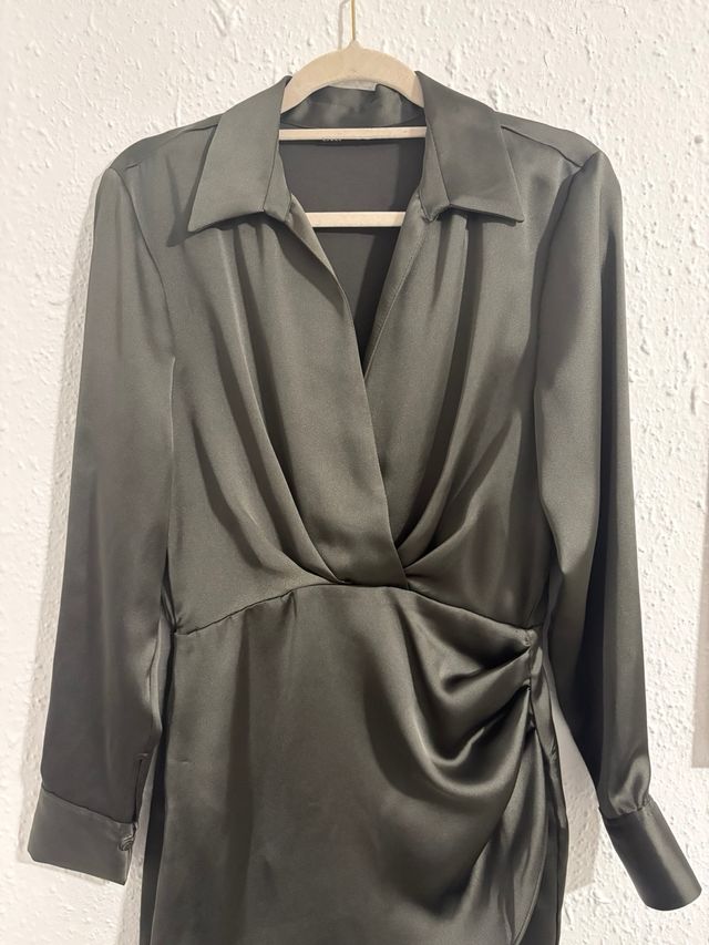 Vestido Zara Talla S Verde Oliva