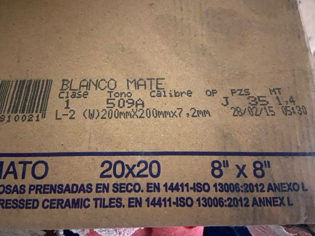 Azulejo blanco Keramex 20x20