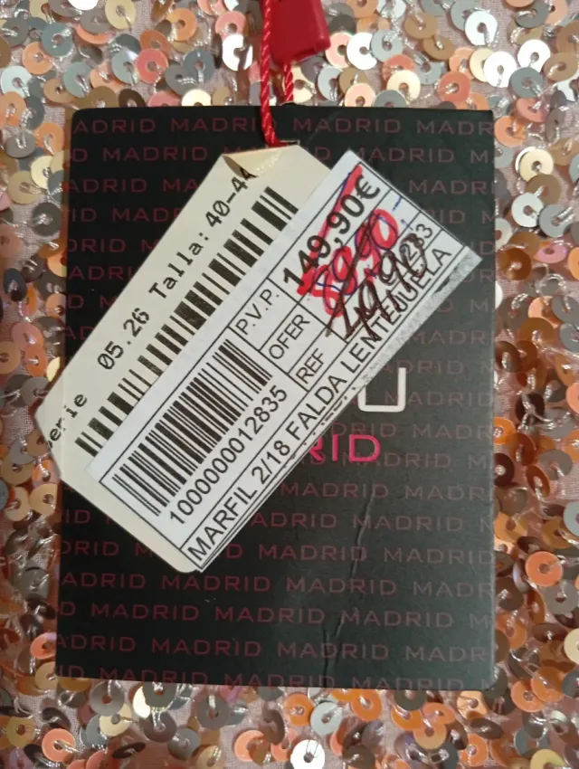 Falda Lentejuelas color coral y plata