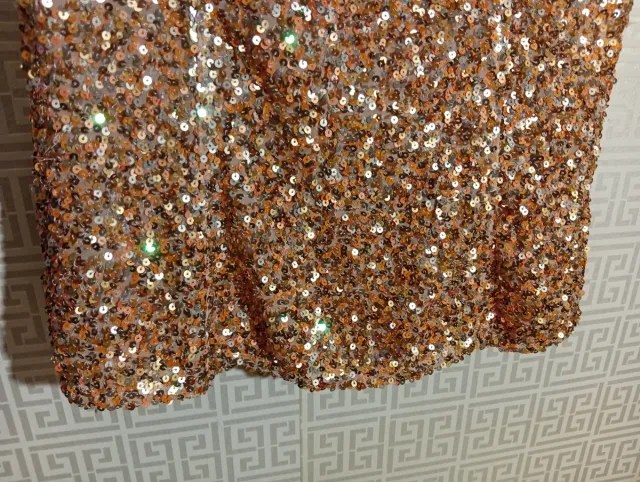 Falda Lentejuelas color coral y plata