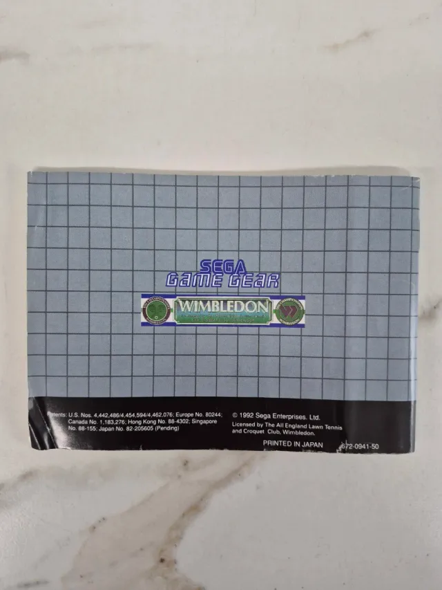 Manual Wimbledon Sega Game Gear