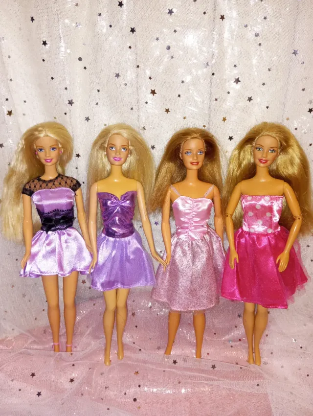 Lote 4 Barbies vintage vestidos fiesta
