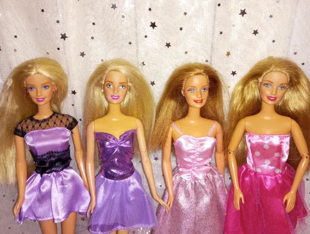 Lote 4 Barbies vintage vestidos fiesta