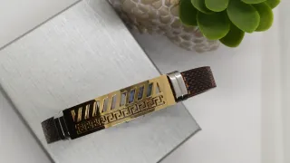 Pulsera Hombre Piel y Acero Dubái