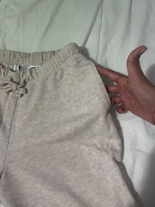 Completino tuta beige in cotone a gamba larga