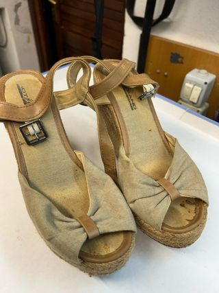 Sandali donna zeppa beige e marrone