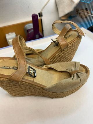 Sandali donna zeppa beige e marrone