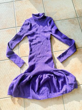 Vestito Zara Viola Lungo Collo Alto