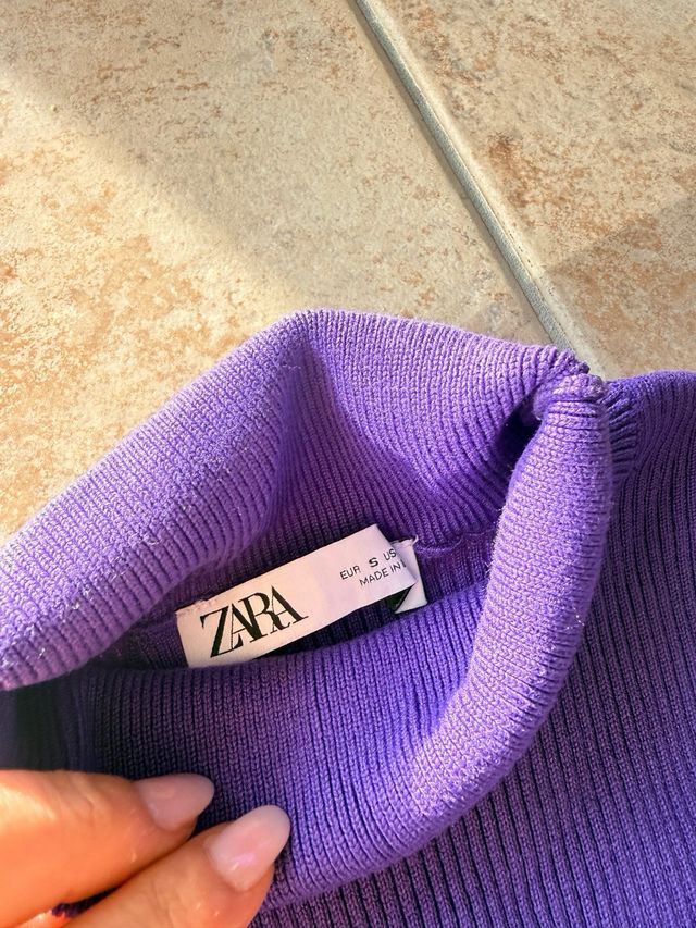 Vestito Zara Viola Lungo Collo Alto