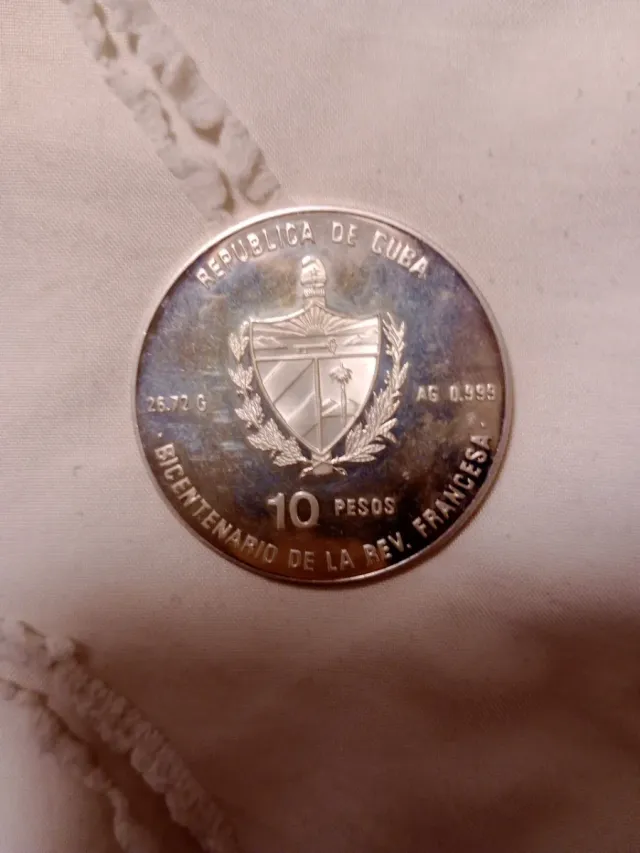Moneda Cuba 10 Pesos Plata 26.72g
