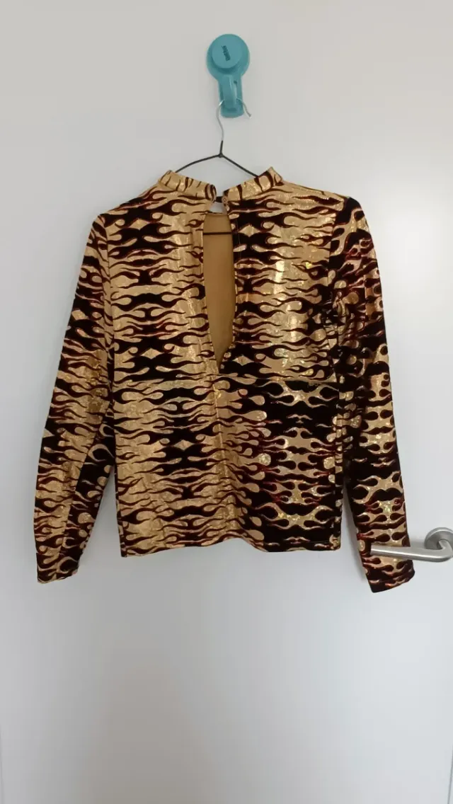 Disfraz traje  llamas dorado y rojo talla s