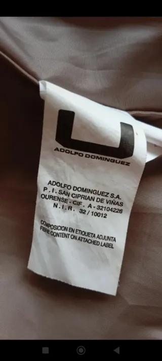 Gabardina Adolfo Domínguez Marrón