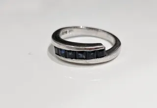Anillo Plata 925 con Zafiros Cuadrados