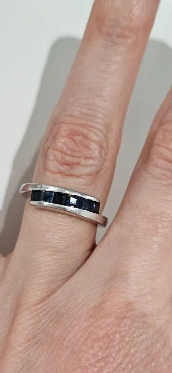 Anillo Plata 925 con Zafiros Cuadrados