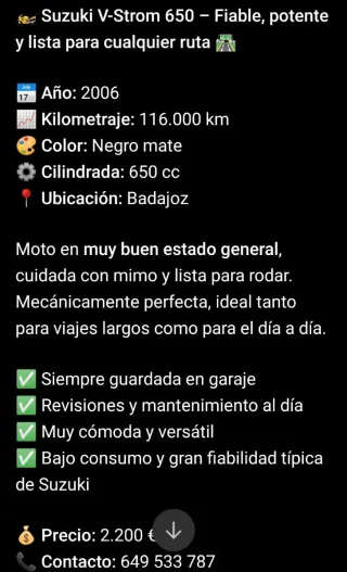 Suzuki V-Strom Moto bien cuidada 