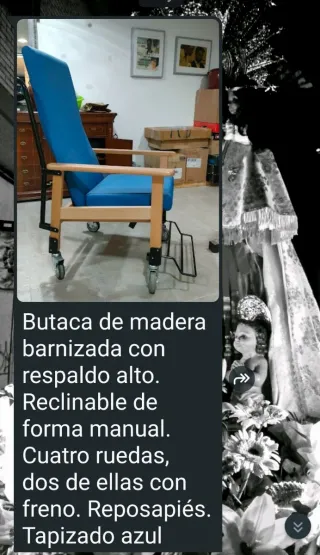 Poltrona per anziani in legno con sedia a rotelle