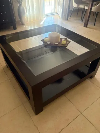 Mesa de centro madera y cristal