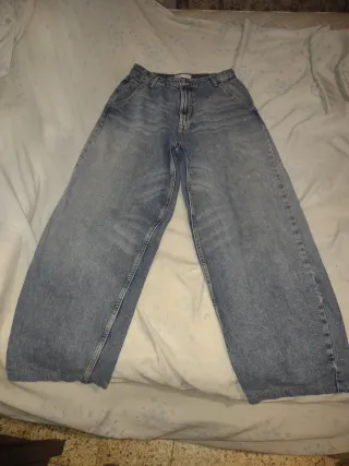 Bershka Pantalón Vaquero Ancho Azul